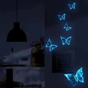 Wholesale Custom PVC Removable Glow in the Dark Butterflies Decorative Switch Window Wall Stickers for Kids Bedroom