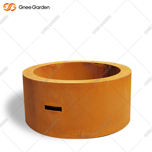 Table ronde moderne en acier corten pour foyer au propane/gaz naturel-Bol à feu pour chauffage de terrasse extérieur pour la vie dans le jardin - Product Image 2