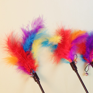 <b>Cat</b> Teaser Stick Colorful Feathers Long Handle <b>Interactive</b> <b>Toy</b> For <b>Cats</b> Pet Playtime Fun - Product Image 4