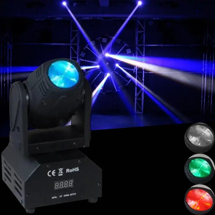 Mini LED RGBW 10W Head shaking Stage Lamp DMX512 Sound controllo automatico Stage Beam Lamp luce a testa mobile