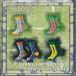 Unisex Funny Cartoon Food <b>Breathable</b> Anti-Bacterial Autumn Skateboard Dress Crew Cotton <b>Socks</b> Men Women - Product Image 2