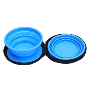 Bol à boire portable pour chien double en tissu avec fermeture éclair, 700 ml, prix d'usine, vente en gros - Product Image 1