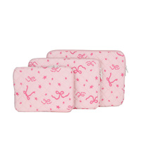 Housse pour ordinateur portable de style coréen avec nœud mignon, sac de rangement brodé d'étoiles de dessin animé, sac pour tablette de grande capacité