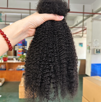 Harga Murah Rambut Manusia Afro Kinky Virgin Asli Hitam Alami 8"-18" Pengiriman Cepat untuk Mini Twisting & Braiding