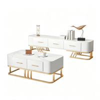 Table basse rectangulaire en pierre frittée de style italien avec cadre en bois, mobilier de salon moderne de luxe léger, table d'appoint pour le thé