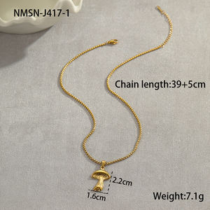 2025 nouveau été plage bijoux femmes en acier inoxydable cocotier pêche queue champignon pendentif étanche collier Non ternir - Product Image 4