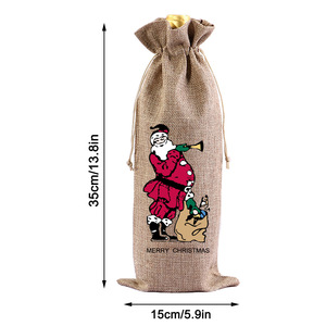 Sacchetto Regalo Personalizzato in Lino con Coulisse per Bottiglia <span class=keywords><strong>di</strong></span> Vino, per 75° <span class=keywords><strong>Compleanno</strong></span>, Ecologico, Vendita all'Ingrosso - Product Image 4