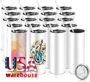 Usa Warehouse Heat Press 20 oz 30 Oz Wholesale 20Oz 30Oz Vendors Sublimation Tumbler Mug Shrink Wrap With Straw Lid