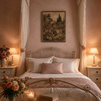 Peinture Impressionniste sur Toile de Jardin de Roses Vintage avec Pont en Pierre, Encadrée, Grande Décoration Murale Moderne pour Salon