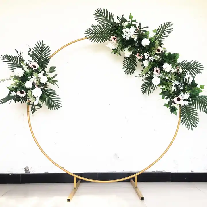 Wokceer 6.6FT Round Gold Backdrop Stand - Circle Balloon Arch Frame For Weddings, Birthdays, Parties