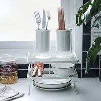 Étagère de rangement de cuisine multi-niveaux en fer, type sur pied, non pliable, pour organiser les assiettes et les bols, égouttoir, sans installation requise