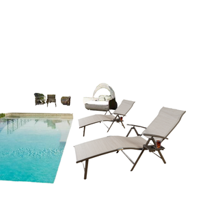 Chaises longues inclinables pliantes en aluminium, modernes et contemporaines, écologiques, pour l'extérieur, le jardin, la terrasse, le salon - Product Image 4