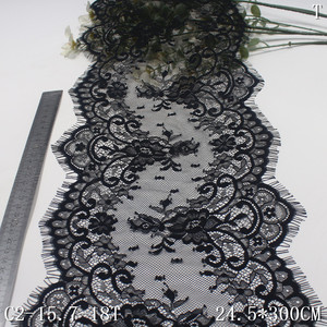 Personalized Wholesale Price 24CM Wide <strong>Soft</strong> Chantilly <strong>Lace</strong> <strong>Fabric</strong> Beautiful Black French Eyelash <strong>Lace</strong> <strong>Fabric</strong> for Women Dress - Product Image 3
