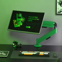 Support de moniteur de bureau en acier allié vert 14-34 pouces avec bras articulé à ressort à gaz, support TV LCD/LED, support PC – En stock
