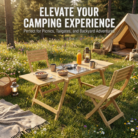 Table de camping portable en bambou avec structure en aluminium, panneaux latéraux extensibles, table pliante pour pique-nique et barbecue en plein air