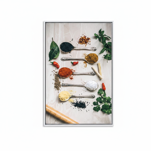 Modern Kitchen Herbs & Spices Print: Elegant <b>Canvas</b> Wall Art,WHITE <b>FRAMED</b> <b>CANVAS</b> - Product Image 2