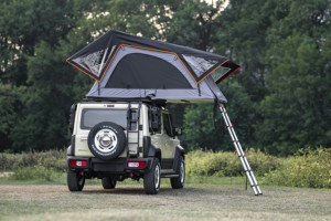 Vente en gros de tente de toit de voiture pour le <span class=keywords><strong>camping</strong></span> en plein air RTT coque souple isolée poids léger tissu de coton 4X4 accessoire d'échelle pour 4 personnes - Product Image 3