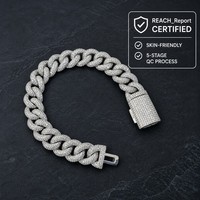 Chaîne cubaine Miami haut de gamme 14 mm en laiton plaqué or avec micro-pavé de zircon cubique pour hommes et femmes, fabrication artisanale, maillons cubains Miami