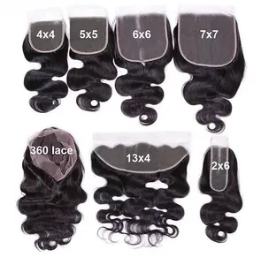 Goodluck deep wave 13x4 13x6 Vendor Virgin Human Hair High Digital Pre Plucked HD Film Transparent Swiss Lace closure Frontal