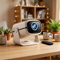 Projecteur LED portable, système intelligent Android, commande vocale AI, rotation, prise en charge du Wi-Fi, décodage 1080P, haut-parleurs intégrés, pour la maison et l'extérieur