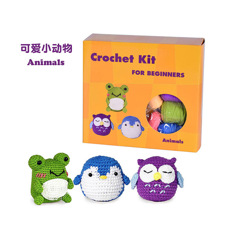 Frog owl penguin wool set