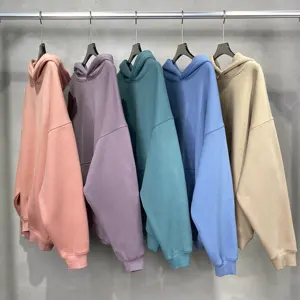 wholesale fleece oversized 400GSM hoodies 20 colors no string sweatshirts hoody plain winter cotton boxy hoodie for men