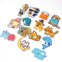 Anime lucu hewan bordir lencana anjing kucing gajah Patch kustom hewan besi Pada Patch pakaian Applique bordir Patch