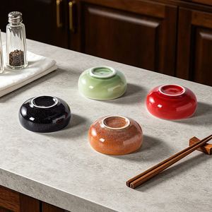 Mini plats à condiments ronds en céramique, vaisselle de cuisine domestique, style rétro, pour sauce soja et trempette pour fondue chinoise - Product Image 2