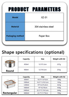FTS crisper set hermético preparación cocina rectangular hermético almacenamiento hermético personalizado 304 Acero inoxidable reutilizable contenedor de alimentos
