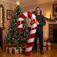 Grandes cannes à sucre gonflables en PVC pour décorations d'arbre de Noël et ornements de vacances en extérieur résistants aux intempéries