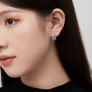 Dylam Minimalist Design Luxury Women 925 Sterling Silver Tear Square Shape 5A Zircon Diamond Fashion <b>Fine</b> Jewelry <b>Stud</b> <b>Earrings</b> - Product Image 5
