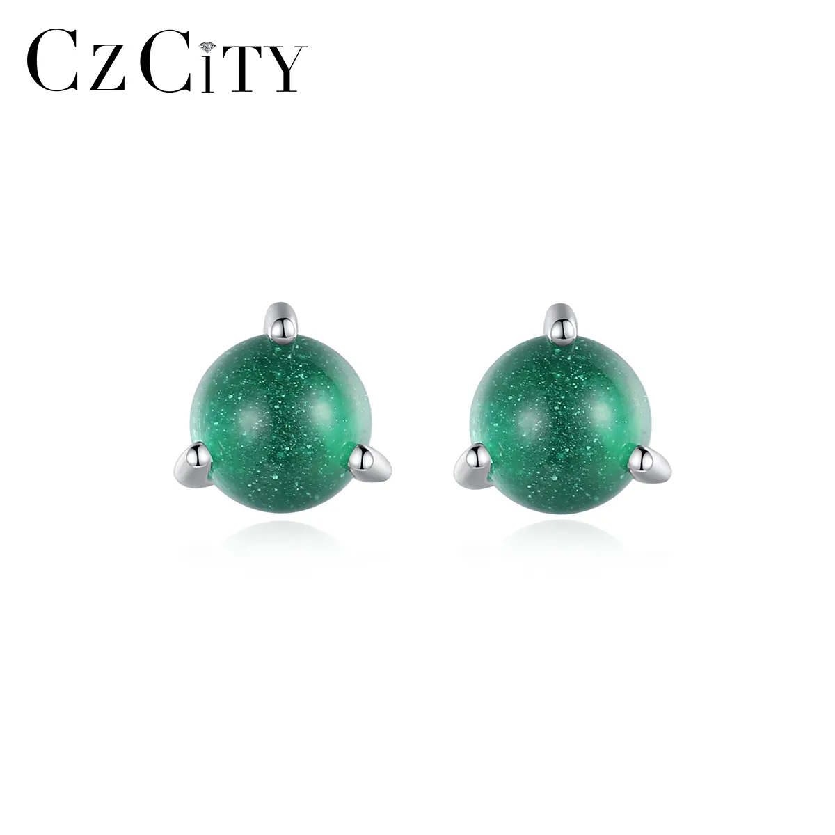 CZCITY Fashion Disco Bead Novelty Moonstone Summer Dainty Fashionable Simple Earing New Ball Earring