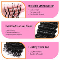 Extensions de cheveux humains au crochet, texture et couleur personnalisées, cheveux vierges Remy brésiliens, design à fil invisible, pré-bouclées, effet plumes