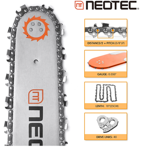 Chaîne de tronçonneuse NEO-TEC, lot de 3, 10 pouces, jauge 0,050'', pas 3/8'', profil bas, <span class=keywords><strong>40</strong></span> <span class=keywords><strong>maillons</strong></span> de transmission, chaîne pour scie à perche - Product Image 4