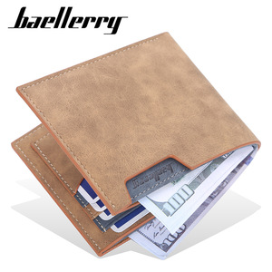 Portefeuille court pour homme Baellerry, ultra fin, horizontal, avec plusieurs emplacements pour cartes, en cuir marron, pour un usage quotidien - Product Image 1