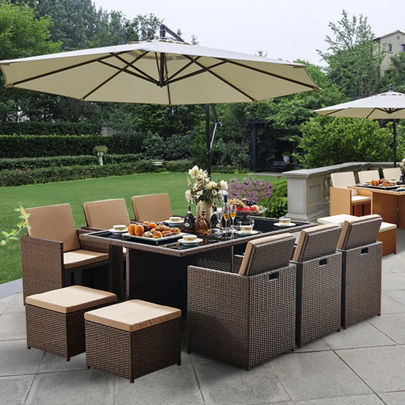 Vente en gros de meubles de patio extérieur Ensemble de salle à manger table et chaises d'extérieur modernes tout temps Table et chaises en rotin pour jardin et osier