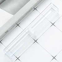 PQ vente en gros entièrement Transparent petit carré cristal stylo boîte imprimable à quatre faces papier porte-crayon forme carrée Stock