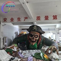 Décoration géante gonflable de squelette de pirate réaliste pour Halloween, accessoire commercial extérieur pour maison hantée