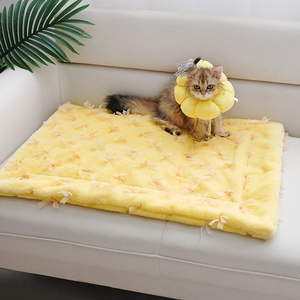 Cachorro gato mascota pequeña respetuoso con el medio ambiente tejido moderno dibujos animados polar hogar lavable cuatro estaciones cálido perro gato cama amarilla Manta - Product Image 3