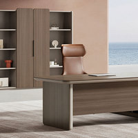 Bureau de direction en L moderne en placage de bois, direct usine, avec armoire intégrée pour projet de bureau commercial