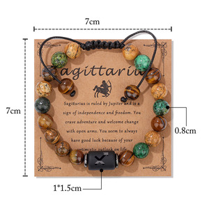 Bracelet en pierre naturelle œil de tigre 8 mm, 12 signes du zodiaque, jaspe, pierre de guérison, bijoux tendance pour femmes et hommes - Product Image 4