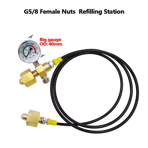 Sodastream CO2 Tank Cylinder Refill <b>Station</b> Filling Charging Adapter With 1.5m Steel Braid Hose and 250bar Pressure Gauge - Product Image 2