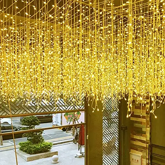 Guirlande lumineuse rideau à lumière LED, 1 m, fil transparent, style vintage, en PVC, lumière de cascade, décoration de vacances