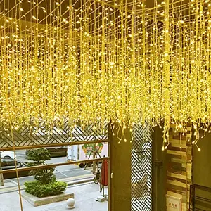 Clear Wire LED String Icicle Curtain Fairy Lights PVC Cable Waterfall Light For Holiday Decoration