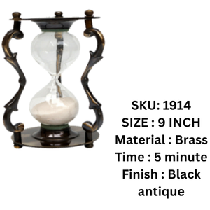 Blue Sand <b>Hourglass</b> <b>Timer</b> Brass Glass Desk Sundial Vintage Table Decor for Home Office - Product Image 4