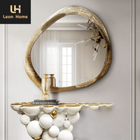 Ensemble de table console et miroir de haute qualité, 3 pièces, design en laiton doré, miroir mural de luxe