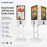 Kiosque de commande en libre-service à double écran de 32 pouces, PCAP multi-touch, support POS réglable, kiosque de paiement pour restaurant