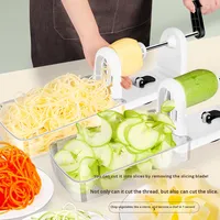 Coupe-légumes manuel multifonction 5 en 1 avec récipient de rangement, spiraleuse à légumes en plastique PP, trancheuse à pommes de terre, outil manuel