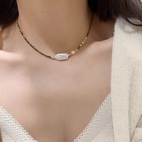 Kalung manik-manik zirkon bertatahkan batu alami terlaris lintas batas, kalung wanita baru yang unik dan ceruk