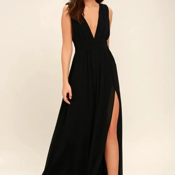 Trending Product Spring Elegant Women Clothes Dresses Slit Sleeveless V-Neck Long Casual Dress